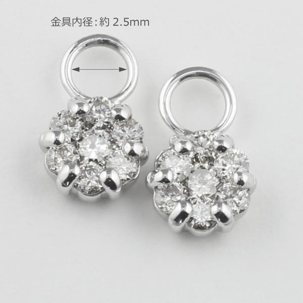 チャーム ピアス プラチナ Pt900 ダイヤモンド フープピアス フラワー