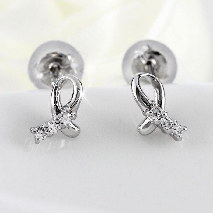 ピアス レディース ダイヤモンド プラチナ 900 シンプル ひねり ねじり ダイヤピアス 10k K10 10金 誕生日 プレゼント 父の日の画像