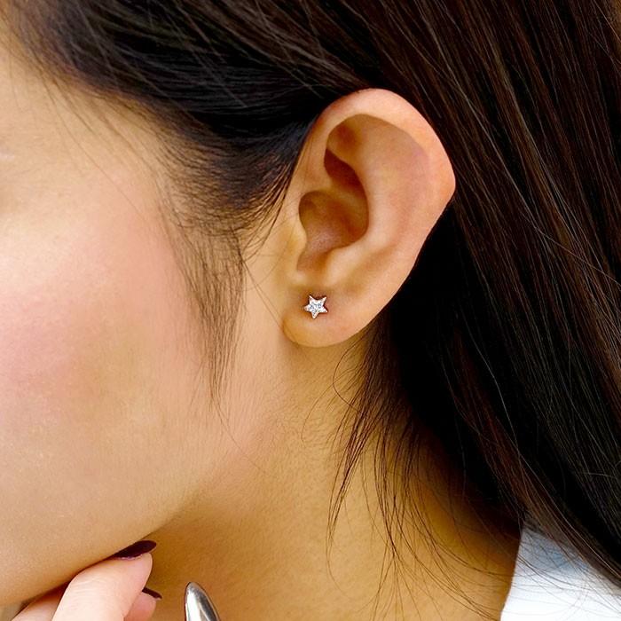 ピアス レディース ダイヤモンド ゴールド 星 スター シンプル ダイヤピアス 10k K10 10金 誕生日 プレゼント 父の日の画像