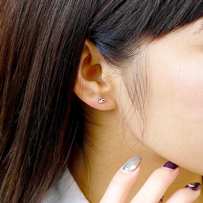 ダイヤモンド ピアス 一粒 ゴールド ハート シンプル 18k k18 18金 父の日の画像