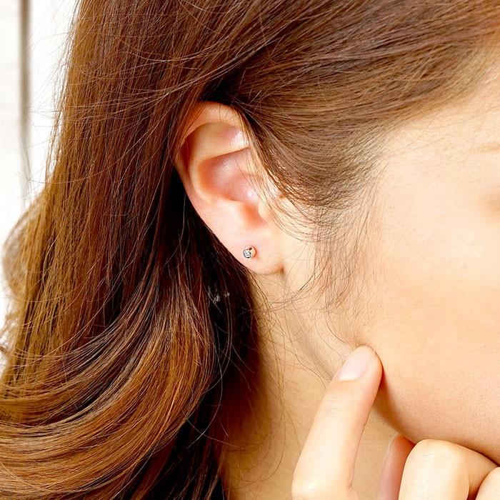 ダイヤモンド ピアス 一粒 ゴールド ラウンド シンプル 10k K10 10金 誕生日 プレゼント 父の日の画像
