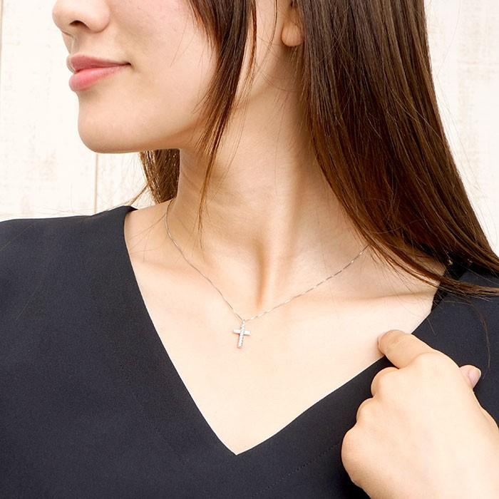 クロス ネックレス レディース ダイヤモンド ペンダント ゴールド 10k 十字架 シンプル プチ 10金 K10 誕生日 プレゼント 父の日の画像