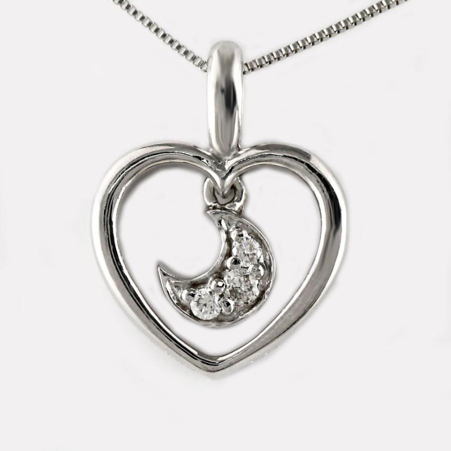 ネックレス レディース ハートダイヤモンド プラチナ 900 ムーン 月 ペンダント 誕生日 プレゼント