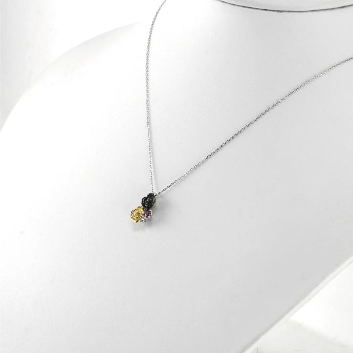 バラ 薔薇 ネックレス シルバー SV925 カラーストーン 誕生石 フラワー 