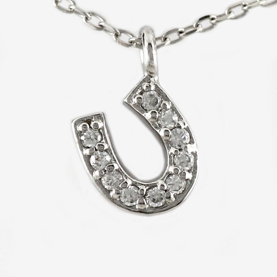 ダイヤモンド ネックレス レディース ペンダント ゴールド 18k 馬蹄 ホースシュー シンプル プチ 18金 k18 誕生日 プレゼント 父の日