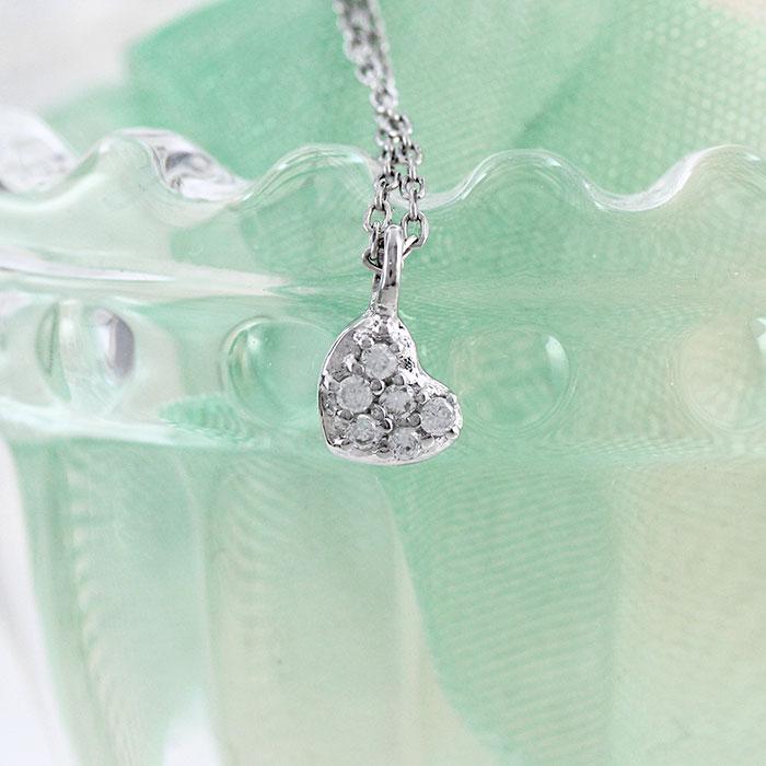 ハート ネックレス ダイヤモンド ペンダント ゴールド 18k パヴェ シンプル プチ 18金 k18 誕生日 プレゼント 父の日の画像