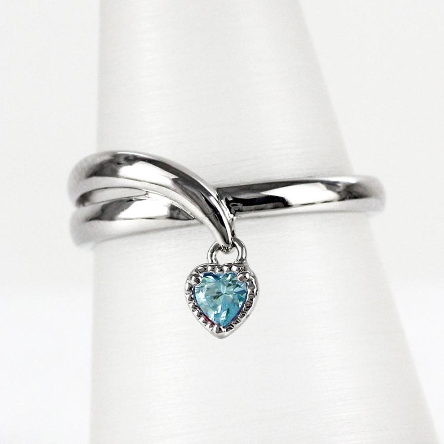 アクアマリン リング カラーストーン ハートシェイプ ハート ミル