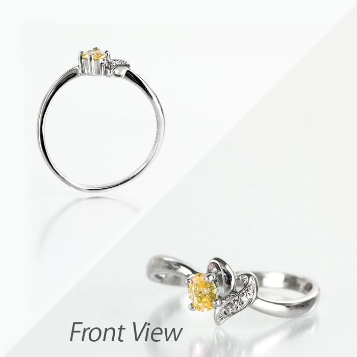 シトリン リング 指輪 プラチナ Pt900 ダイヤモンド カラーストーン