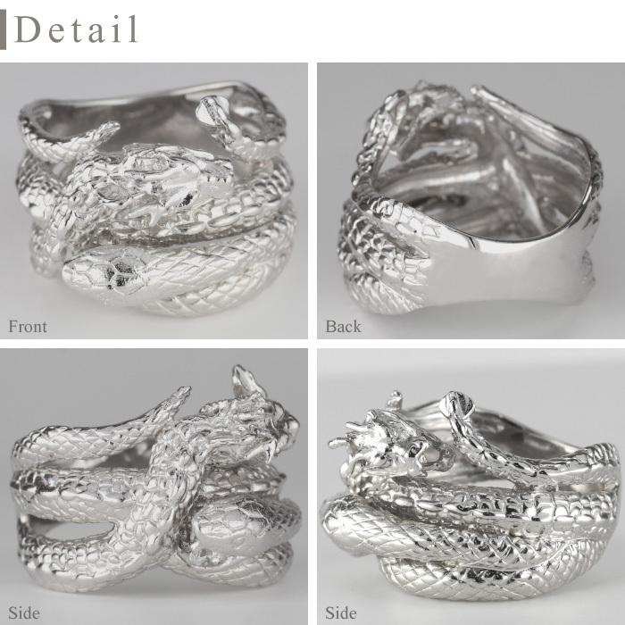 メンズリング ごつい シルバー ドラゴン 龍 スネーク 蛇 ダイヤモンド