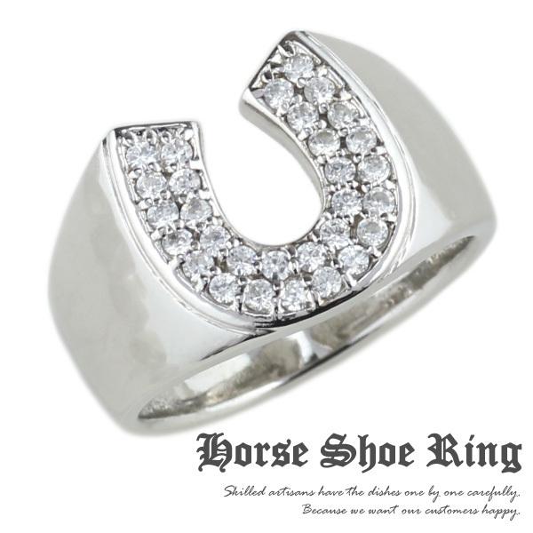 メンズリング ごつい 10金 ホースシューリング 馬蹄 ダイヤモンド 指輪 k10 10k ゴールド ラッキー 幸運
