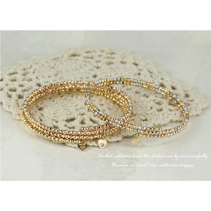 バングル k18 レディース 18金 18k ミラーボールカット 形状記憶 2連