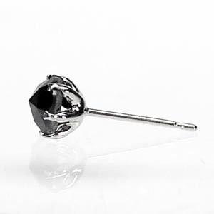 ピアス片耳ピアス ローズカット ブラックダイヤ 0.50ct ダイヤモンドピアス 一粒石 スタッドピアス プレゼント 誕生日 プラチナ900 父の日の画像