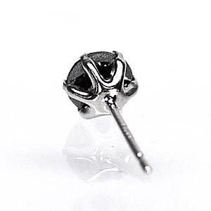 ピアス片耳ピアス ローズカット ブラックダイヤ 0.50ct ダイヤモンドピアス 一粒石 スタッドピアス プレゼント 誕生日 プラチナ900 父の日の画像