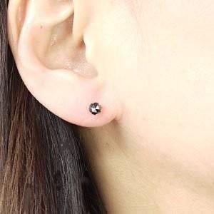 ピアス片耳ピアス ローズカット ブラックダイヤ 0.50ct ダイヤモンドピアス 一粒石 スタッドピアス プレゼント 誕生日 プラチナ900 父の日の画像