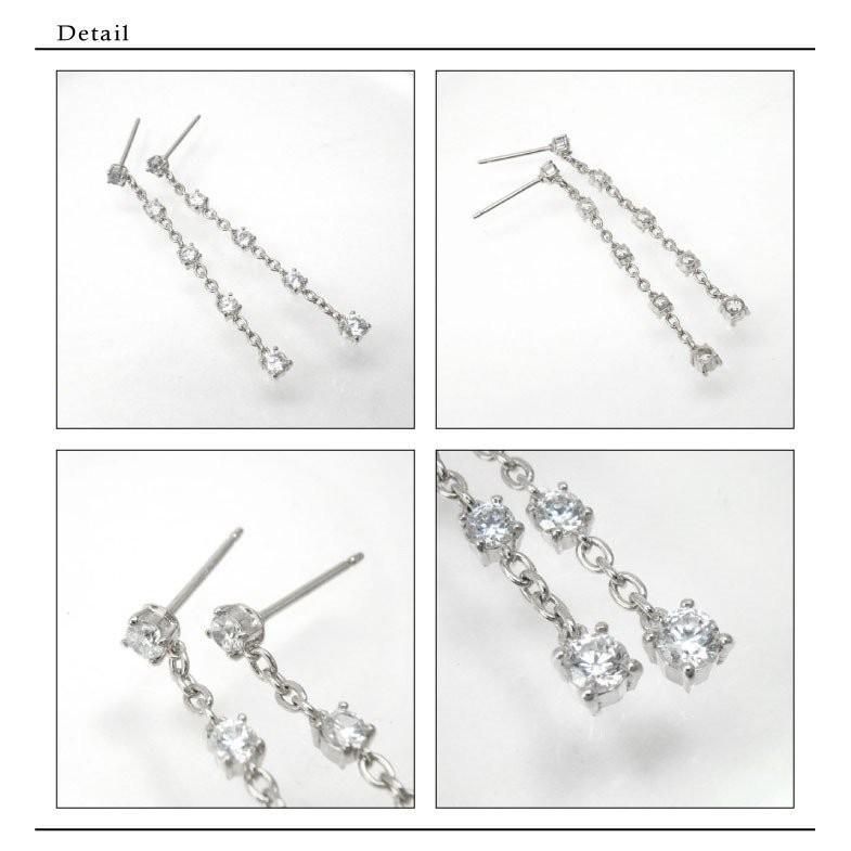 ピアス レディース プラチナ900 ロングピアス 揺れる ダイヤピアス