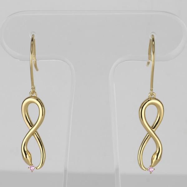フックピアス 18k 18金 カラーストーン 誕生石 ヘビ 蛇 スネーク インフィニティ k18 揺れる プレゼント 父の日の画像