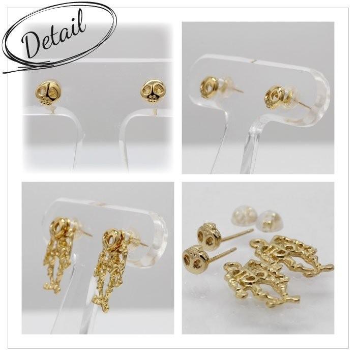 ドクロ ピアス スカル ピアス 地金ピアス 揺れる 18金 18ｋ 父の日の画像