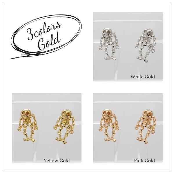 ドクロ ピアス スカル ピアス 地金ピアス 揺れる 18金 18ｋ 父の日の画像