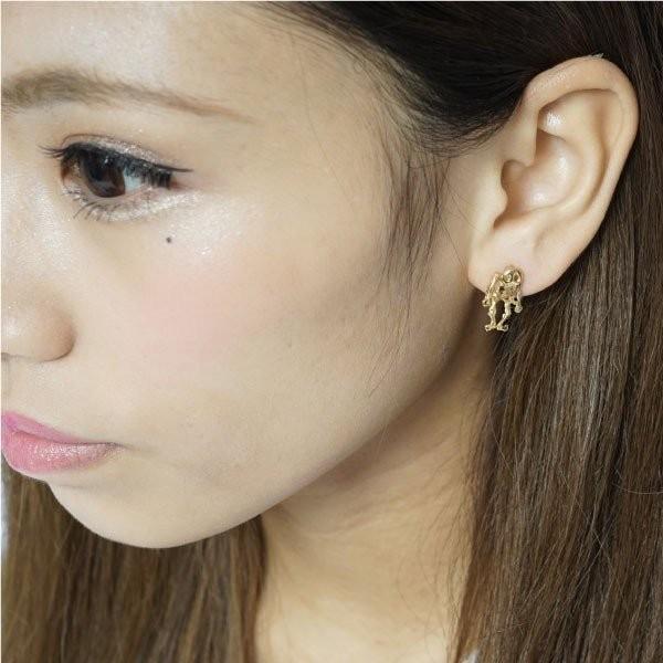ドクロ ピアス スカル ピアス 地金ピアス 揺れる 18金 18ｋ 父の日の画像
