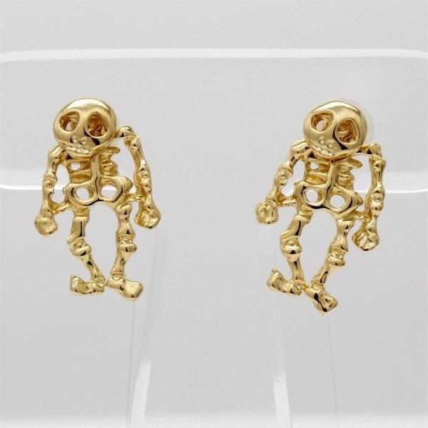 ドクロ ピアス スカル ピアス 地金ピアス 揺れる 18金 18ｋ 父の日の画像