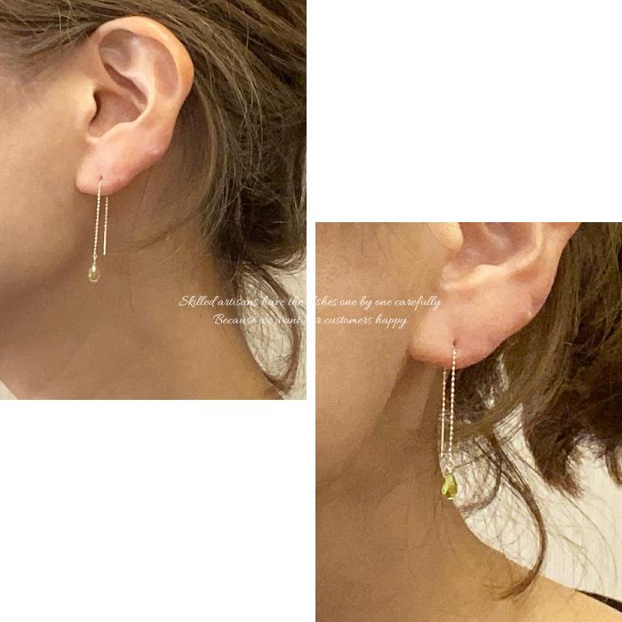 アメリカンピアス 18k 誕生石 カラーストーン ドロップ k18 18金