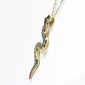 ネックレス ヘビペンダント ダイヤモンド スネーク k18ゴールド 縁起物・金運アップ 蛇ネックレス 父の日の画像