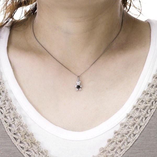 ネックレス レディース 18金 18k k18 クマ ブラックダイヤモンド ペンダント ベア アニマル 誕生日 プレゼント ギフト 父の日の画像
