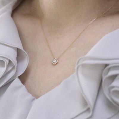 ネックレス レディース k18 18金 四角 スクエア ダイヤモンド k18ゴールド母の日 誕生日 プレゼント ギフト 父の日の画像