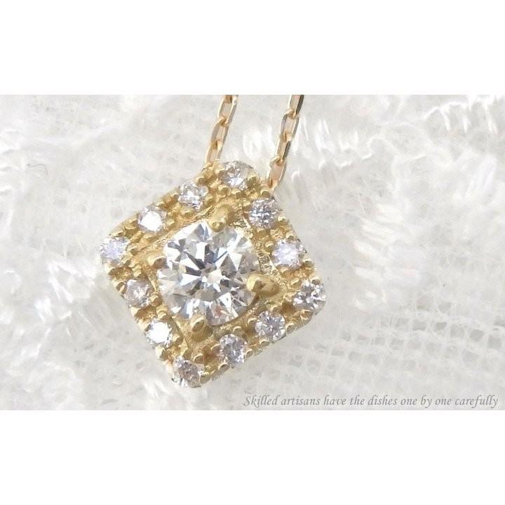 ネックレス レディース k18 18金 四角 スクエア ダイヤモンド k18ゴールド母の日 誕生日 プレゼント ギフト 父の日の画像