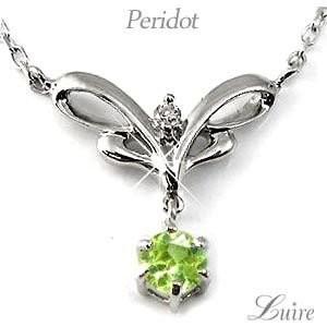 【8月誕生石】ペリドット　ネックレス　K18WG ネックレス レディース 8月誕生石 ペリドット ペンダント k18 WG