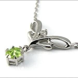 【8月誕生石】ペリドット　ネックレス　K18WG ネックレス レディース 8月誕生石 ペリドット ペンダント k18 WG