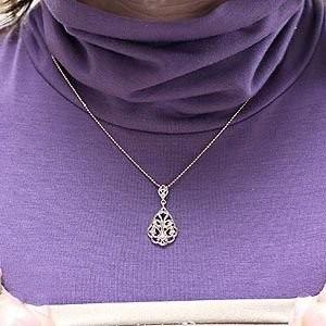 ネックレス ダイヤモンド ペンダント 透かし模様 k18ピンクゴールド 18金 ネックレス 誕生日 プレゼント ギフト 父の日の画像