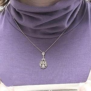 ネックレス ダイヤモンド ペンダント 透かし k18ホワイトゴールド 18金 ネックレス 誕生日 プレゼント ギフト 父の日の画像