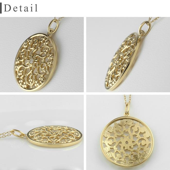 ネックレス ダイヤモンド ペンダント レディース 透かし アラベスク k18 18金 18K ゴールド 誕生日 プレゼント 父の日の画像