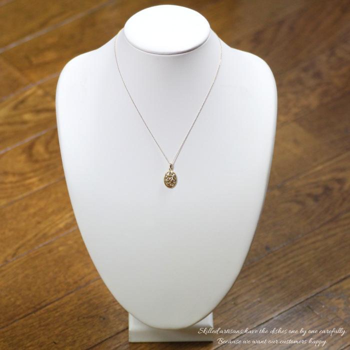 ネックレス レディース k18 18金 18k ゴールド アラベスク模様 透かし オーバル 誕生日 プレゼント 父の日の画像