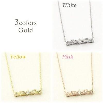 ネックレス レディース リボン ペンダント 天然ダイヤモンド 0.20ct k18ゴールド 誕生日 プレゼント ギフト 父の日の画像
