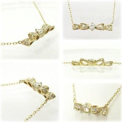 ネックレス レディース リボン ペンダント 天然ダイヤモンド 0.20ct k18ゴールド 誕生日 プレゼント ギフト 父の日の画像