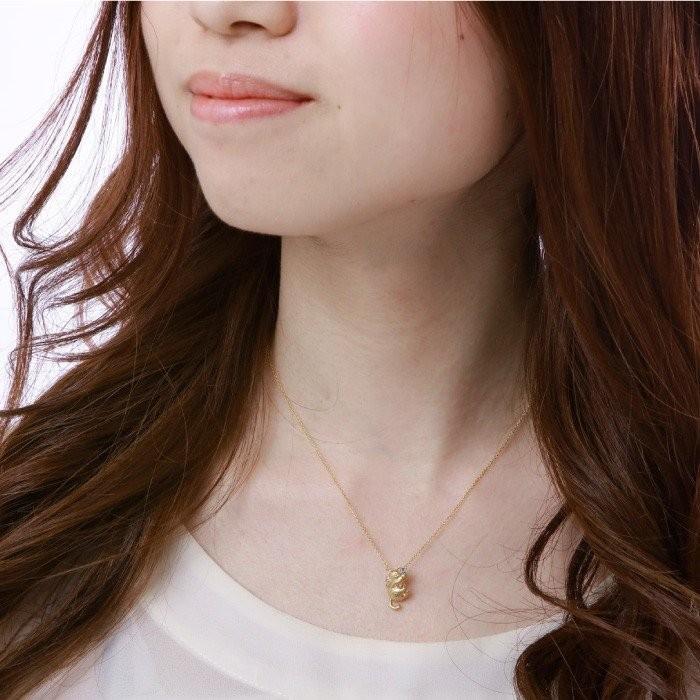 誕生石 ネックレス ネコ ペンダント 猫 キャット 一粒石 カラーストーン k18 誕生日 プレゼント ギフト 父の日の画像