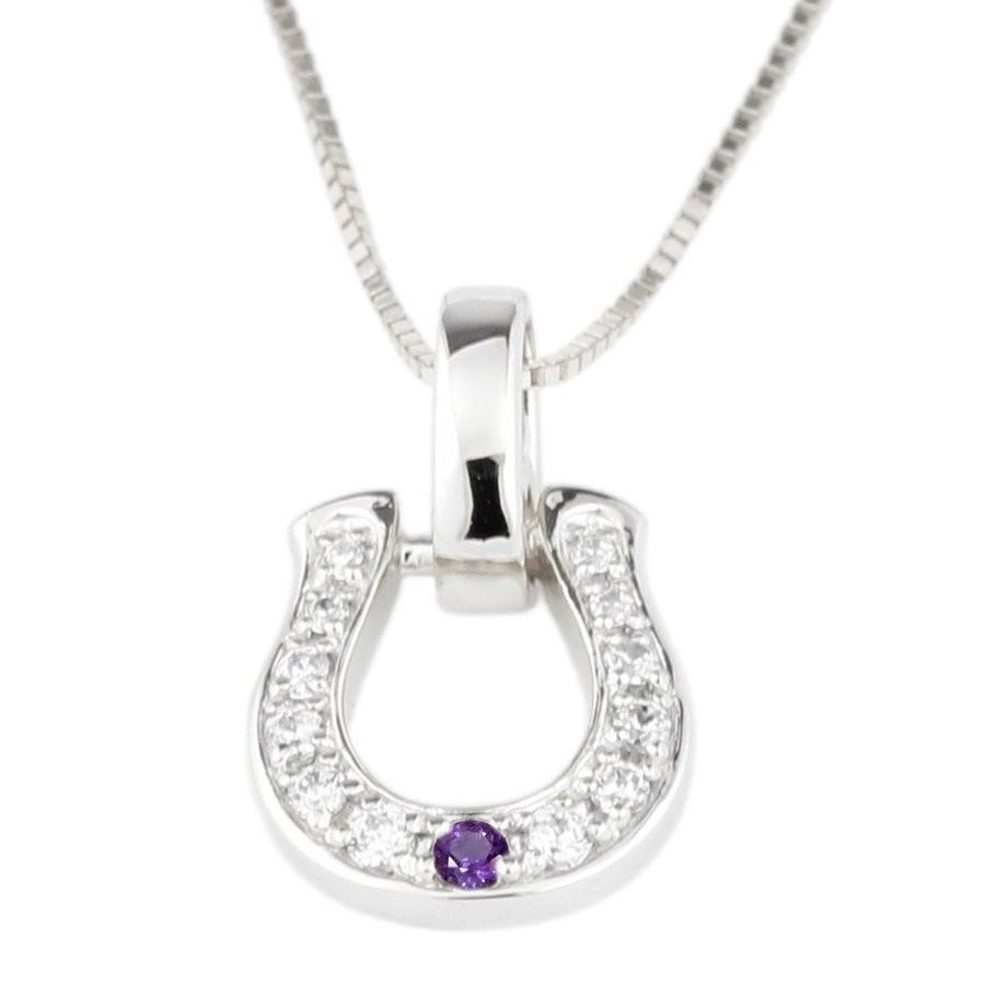 限定セール アメジスト 2月誕生石 ネックレス ダイヤモンド 馬蹄ペンダント Pt900 プラチナ ホースシュー ラッキーモチーフ お守り 人気 超激安 Www Skylanceronline Com