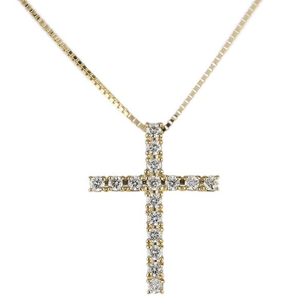 クロス ネックレス メンズ k18 ダイヤモンド 十字架 18k 18金 ゴールド シンプル 父の日の画像