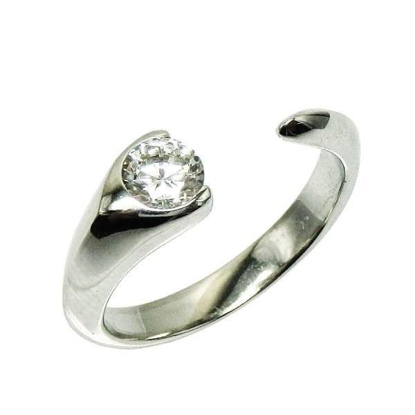 リング プラチナ900 フォーク C型 ダイヤモンド 0.30ct 一粒石 SI