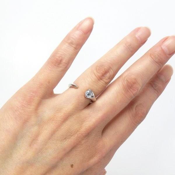 リング プラチナ900 フォーク C型 ダイヤモンド 0.30ct 一粒石 SI