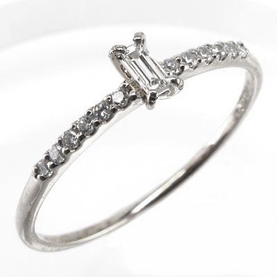 リング バゲット ダイヤモンド k18ゴールド 18金 角 誕生日 プレゼント 指輪 父の日の画像