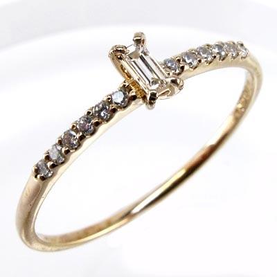 リング バゲット ダイヤモンド k18ゴールド 18金 角 誕生日 プレゼント 指輪 父の日の画像