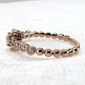 リング ダイヤモンド フラワー 花 K10ピンクゴールド 10金 アンティーク調 指輪 父の日の画像