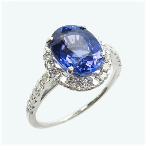 タンザナイト プラチナ900 リング 大粒 3ct 鑑別書 ダイヤモンド