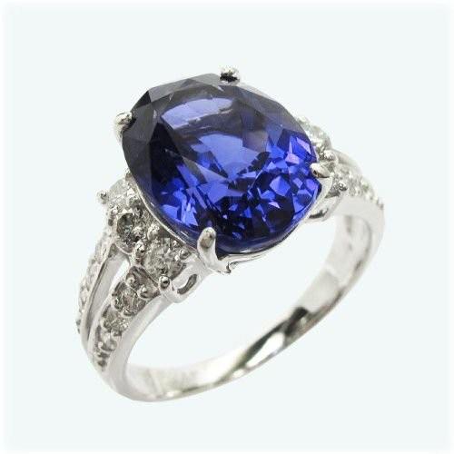 リング プラチナ900 タンザナイト 大粒 4.7ct 鑑別書 ダイヤモンド 