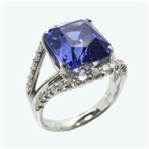 リング 18K 大粒6.0ct タンザナイト ダイヤモンド 鑑別書 k18