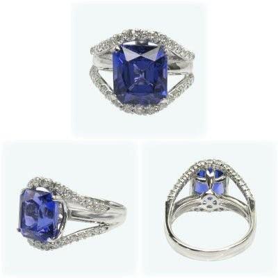 リング 18K 大粒6.0ct タンザナイト ダイヤモンド 鑑別書 k18