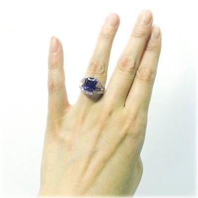 リング 18K 大粒6.0ct タンザナイト ダイヤモンド 鑑別書 k18ゴールド